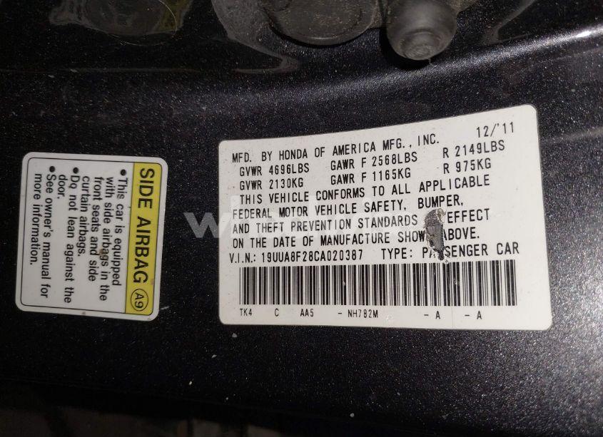 Photo 9 of 2012 Acura Tl 3.5 (VIN 19UUA8F28CA020387)