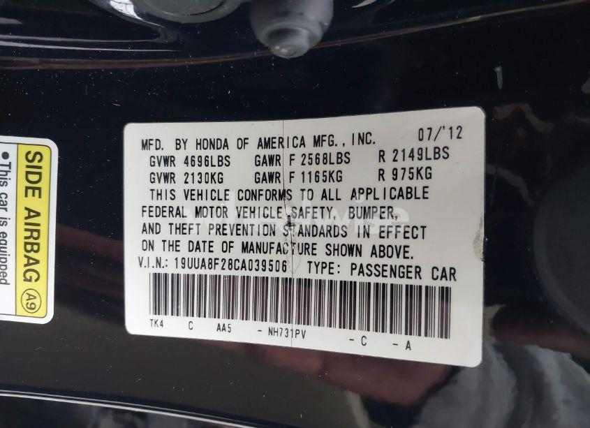 Photo 9 of 2012 Acura Tl 3.5 (VIN 19UUA8F28CA039506)