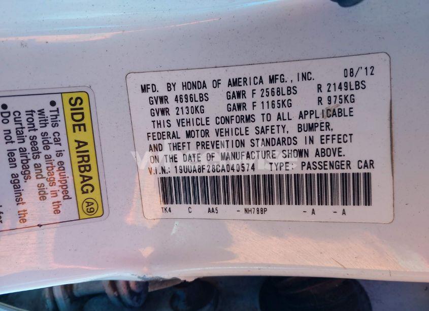 Photo 8 of 2012 Acura Tl 3.5 (VIN 19UUA8F28CA040574)