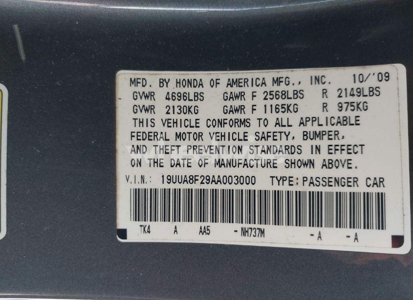 Photo 9 of 2010 Acura Tl 3.5 (VIN 19UUA8F29AA003000)