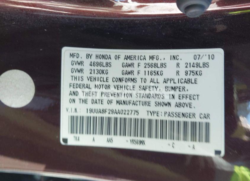Photo 9 of 2010 Acura Tl 3.5 (VIN 19UUA8F29AA022775)