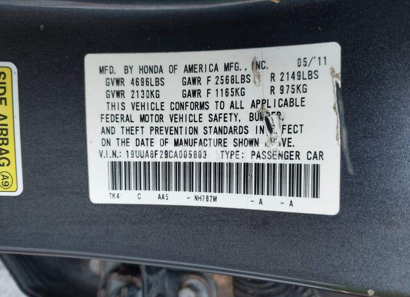 Photo 9 of 2012 Acura Tl 3.5 (VIN 19UUA8F29CA005803)