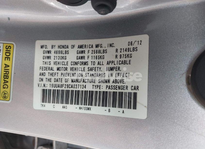 Photo 9 of 2012 Acura Tl 3.5 (VIN 19UUA8F29CA037134)