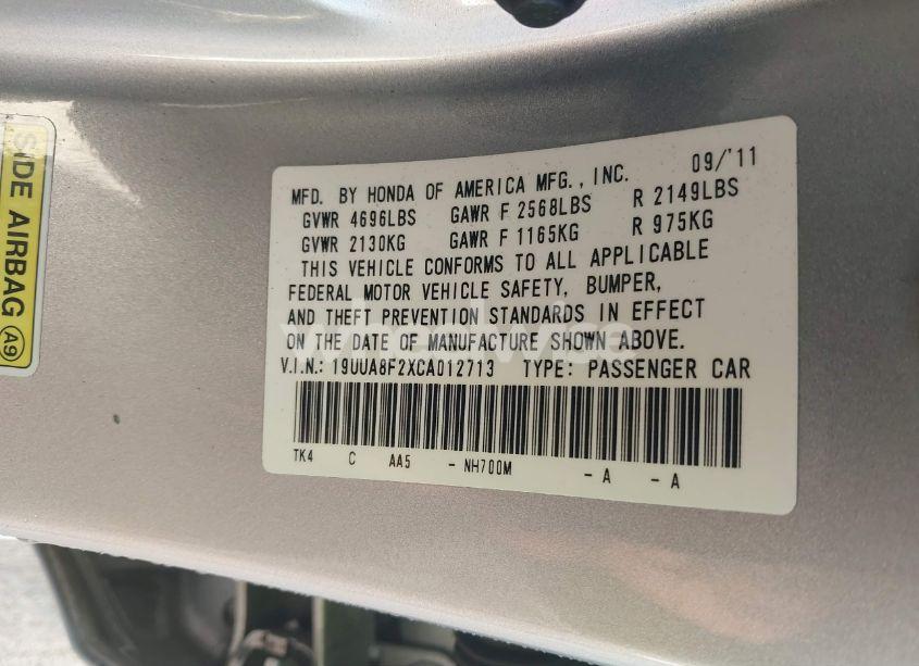 Photo 9 of 2012 Acura Tl 3.5 (VIN 19UUA8F2XCA012713)