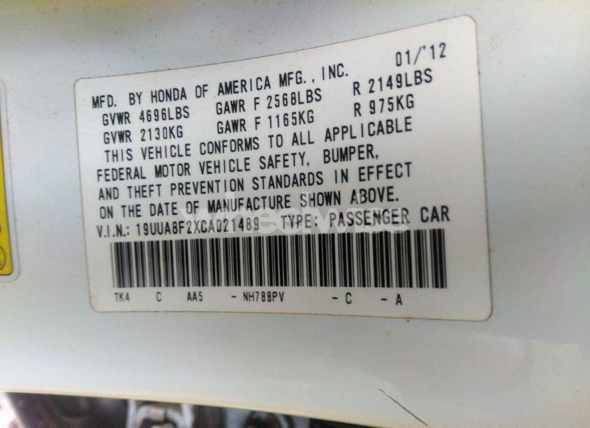 Photo 9 of 2012 Acura Tl 3.5 (VIN 19UUA8F2XCA021489)