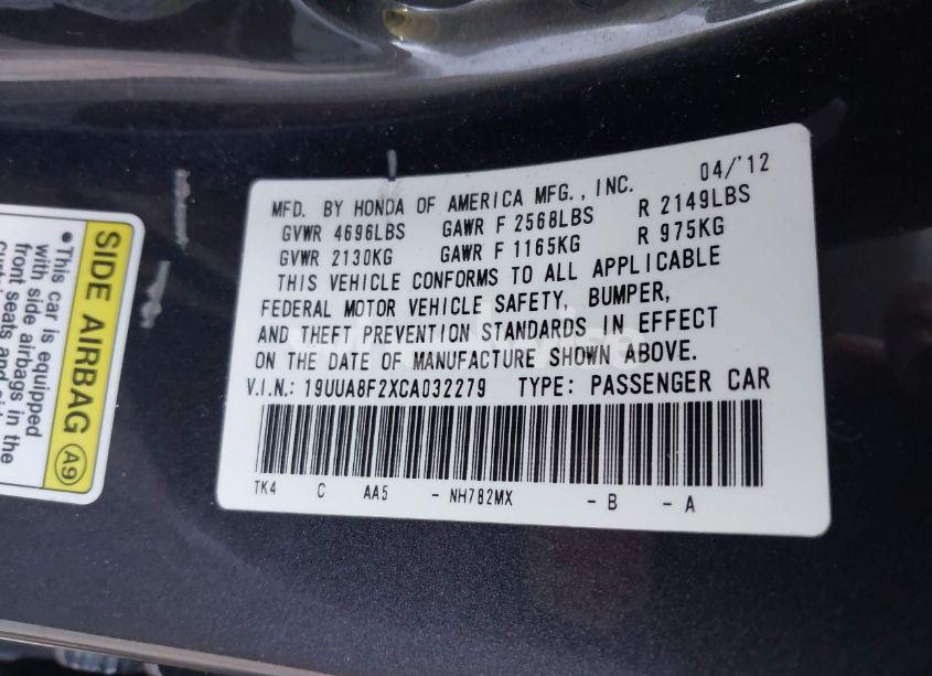 Photo 9 of 2012 Acura Tl 3.5 (VIN 19UUA8F2XCA032279)