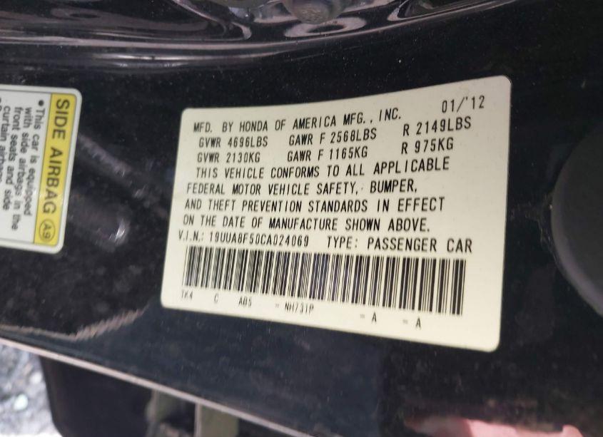 Photo 9 of 2012 Acura Tl 3.5 (VIN 19UUA8F50CA024069)