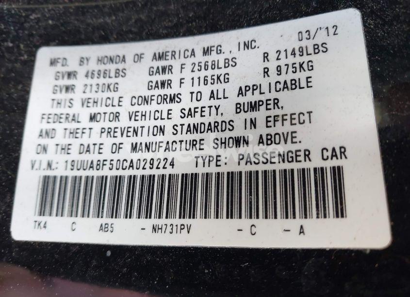 Photo 9 of 2012 Acura Tl 3.5 (VIN 19UUA8F50CA029224)