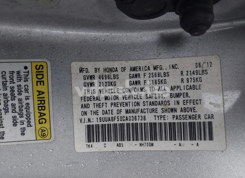 Photo 9 of 2012 Acura Tl 3.5 (VIN 19UUA8F50CA036738)