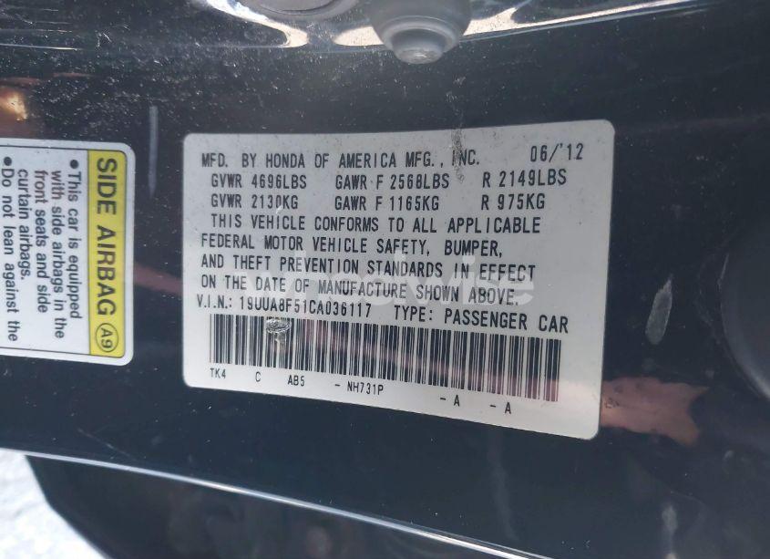 Photo 9 of 2012 Acura Tl 3.5 (VIN 19UUA8F51CA036117)