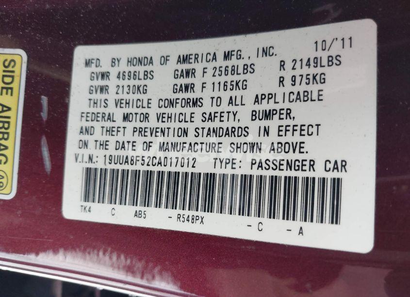 Photo 9 of 2012 Acura Tl 3.5 (VIN 19UUA8F52CA017012)