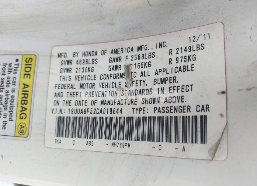 Photo 9 of 2012 Acura Tl 3.5 (VIN 19UUA8F52CA019844)