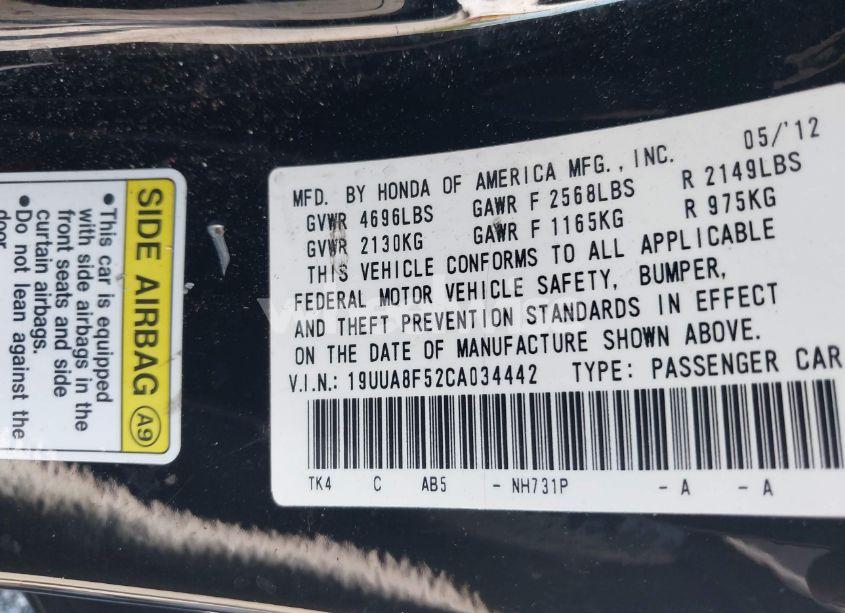 Photo 9 of 2012 Acura Tl 3.5 (VIN 19UUA8F52CA034442)