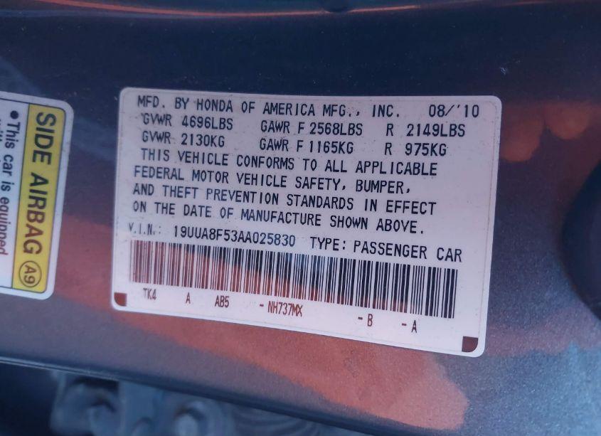 Photo 9 of 2010 Acura Tl 3.5 (VIN 19UUA8F53AA025830)