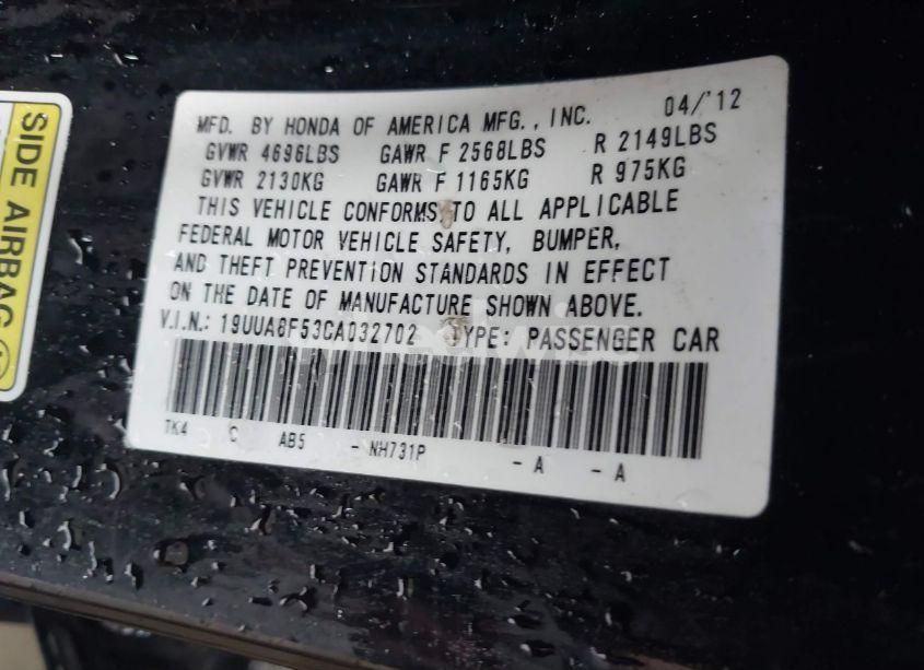 Photo 9 of 2012 Acura Tl 3.5 (VIN 19UUA8F53CA032702)