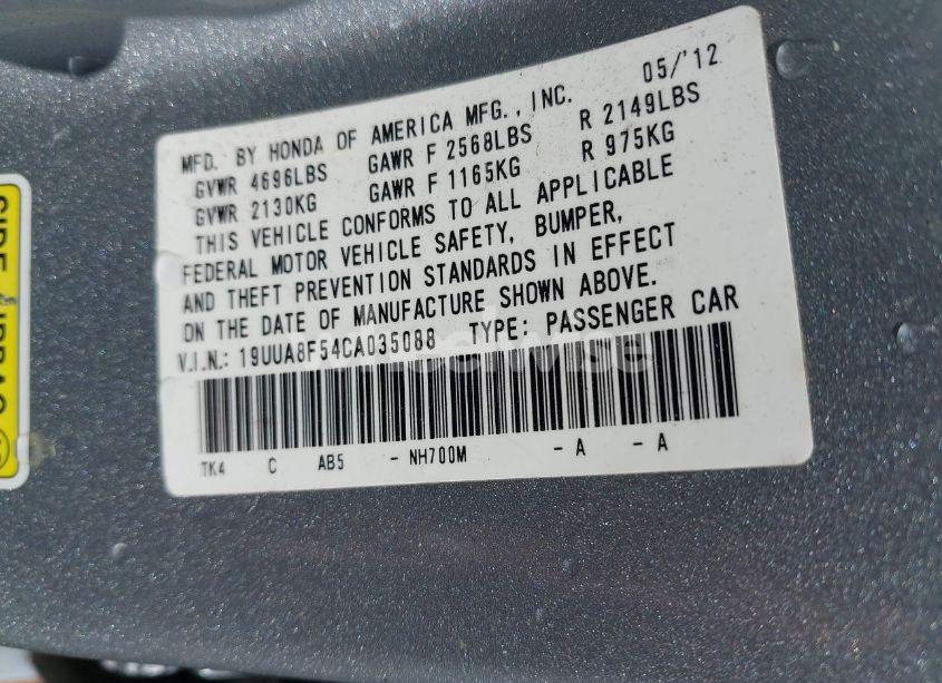 Photo 9 of 2012 Acura Tl 3.5 (VIN 19UUA8F54CA035088)