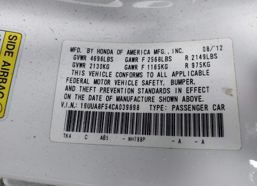 Photo 9 of 2012 Acura Tl 3.5 (VIN 19UUA8F54CA039898)