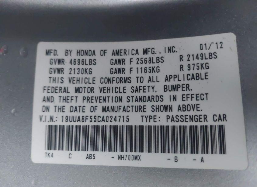 Photo 9 of 2012 Acura Tl 3.5 (VIN 19UUA8F55CA024715)