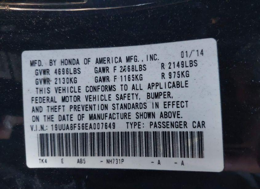 Photo 9 of 2014 Acura Tl 3.5 (VIN 19UUA8F56EA007649)