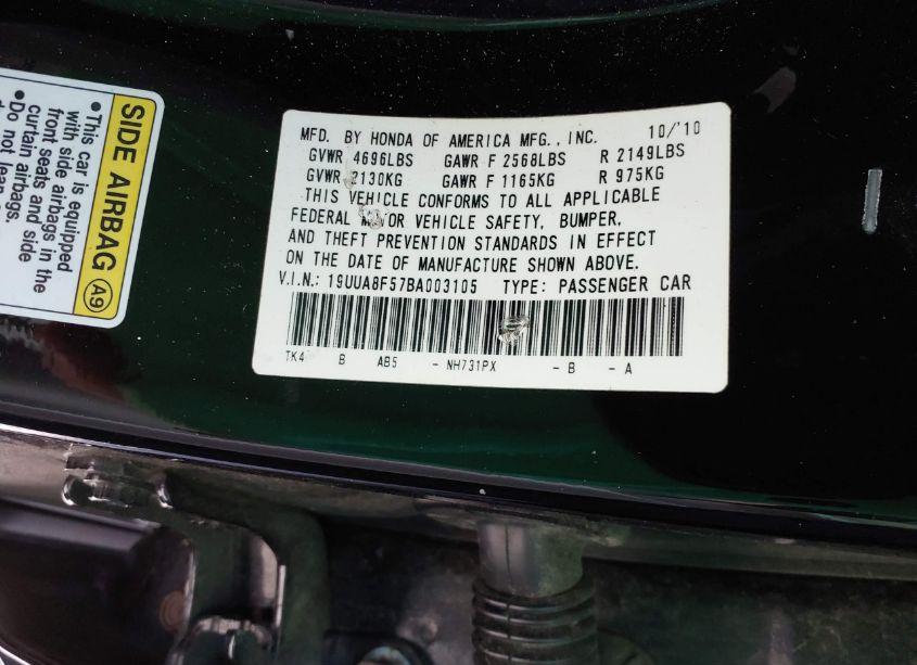 Photo 9 of 2011 Acura Tl 3.5 (VIN 19UUA8F57BA003105)