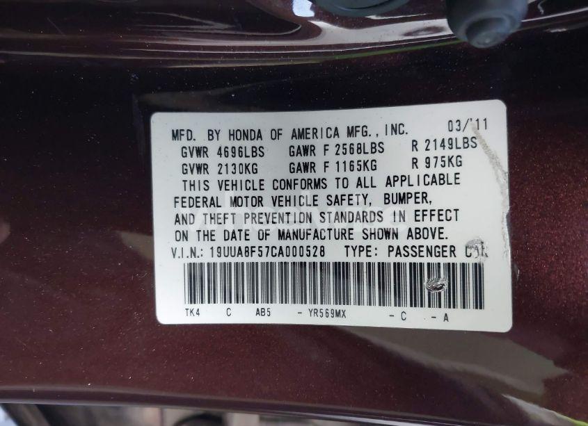 Photo 9 of 2012 Acura Tl 3.5 (VIN 19UUA8F57CA000528)