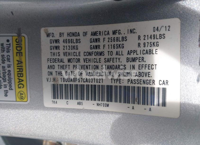 Photo 9 of 2012 Acura Tl 3.5 (VIN 19UUA8F57CA031021)