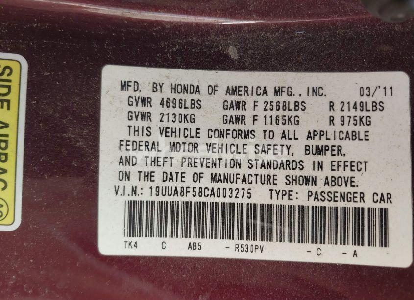 Photo 9 of 2012 Acura Tl 3.5 (VIN 19UUA8F58CA003275)