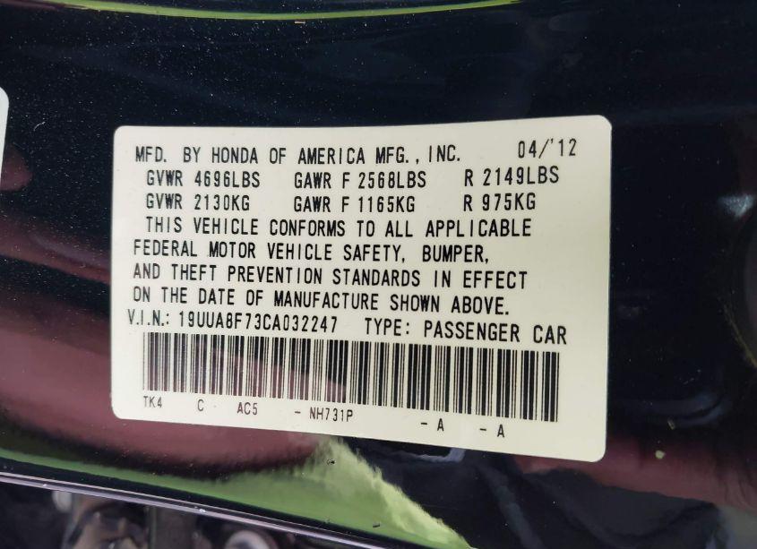 Photo 9 of 2012 Acura Tl 3.5 (VIN 19UUA8F73CA032247)