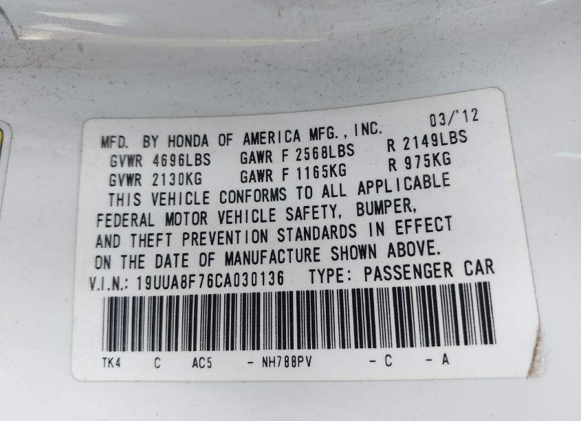 Photo 9 of 2012 Acura Tl 3.5 (VIN 19UUA8F76CA030136)
