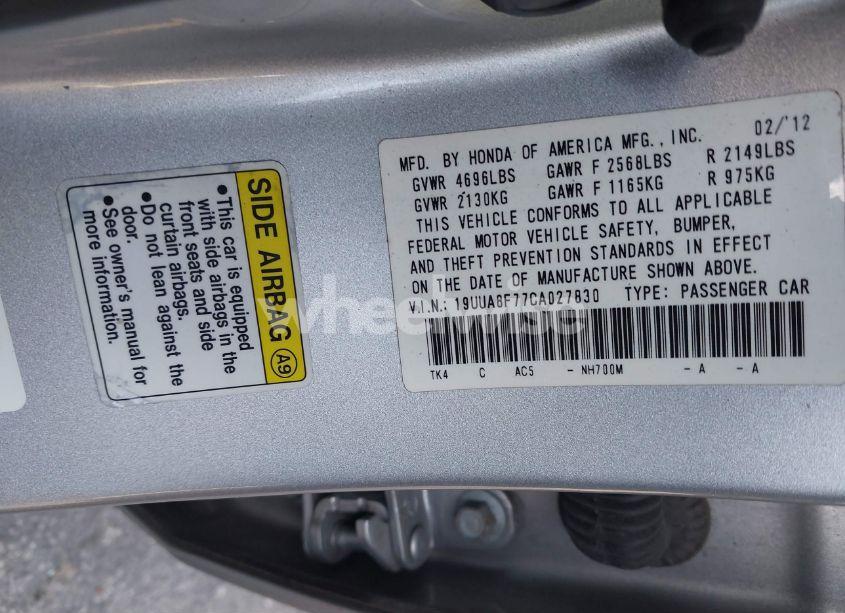 Photo 9 of 2012 Acura Tl 3.5 (VIN 19UUA8F77CA027830)