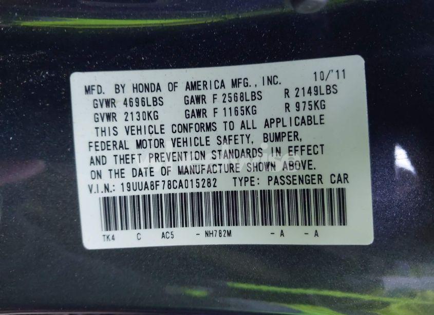 Photo 9 of 2012 Acura Tl 3.5 (VIN 19UUA8F78CA015282)