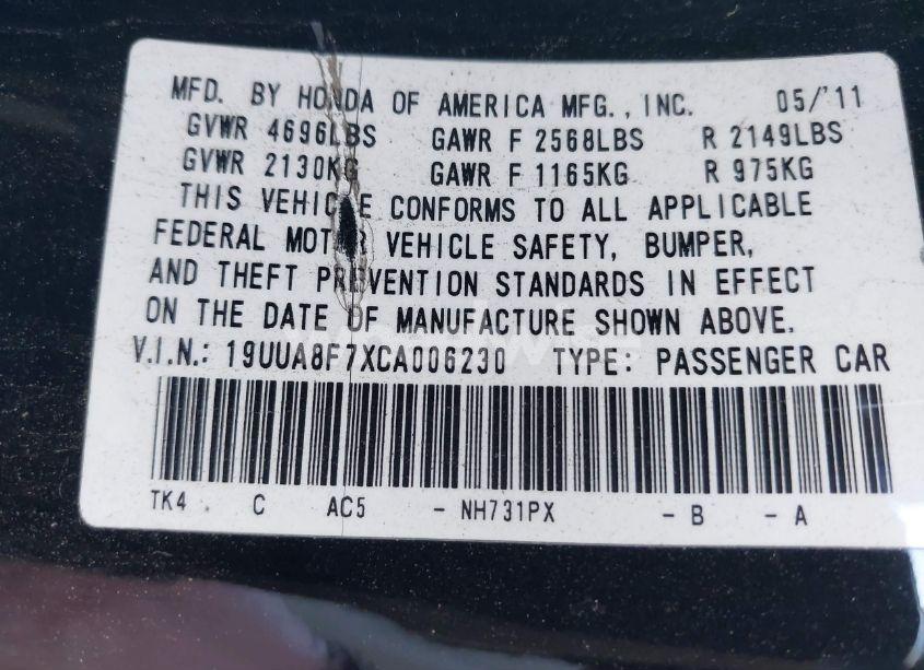 Photo 9 of 2012 Acura Tl 3.5 (VIN 19UUA8F7XCA006230)