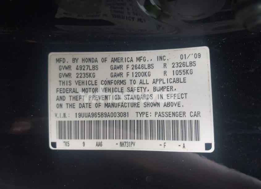 Photo 8 of 2009 Acura Tl 3.7 (VIN 19UUA96589A003081)