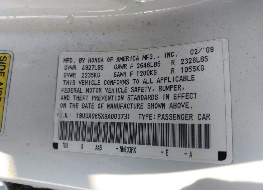 Photo 9 of 2009 Acura Tl 3.7 (VIN 19UUA965X9A003731)