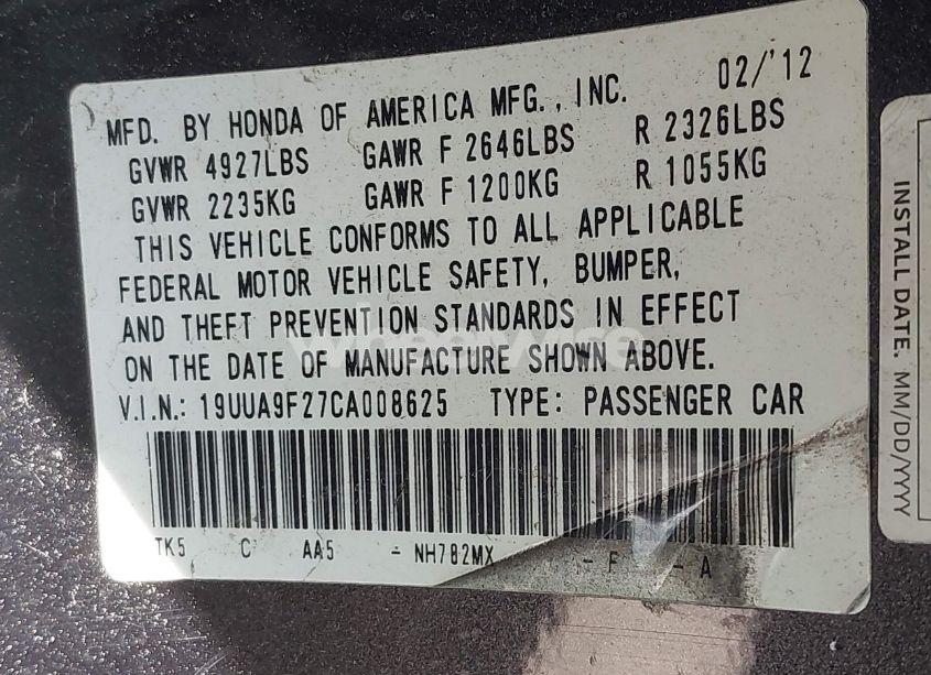 Photo 9 of 2012 Acura Tl (VIN 19UUA9F27CA008625)