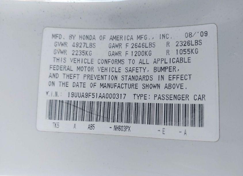 Photo 9 of 2010 Acura Tl 3.7 (VIN 19UUA9F51AA000317)