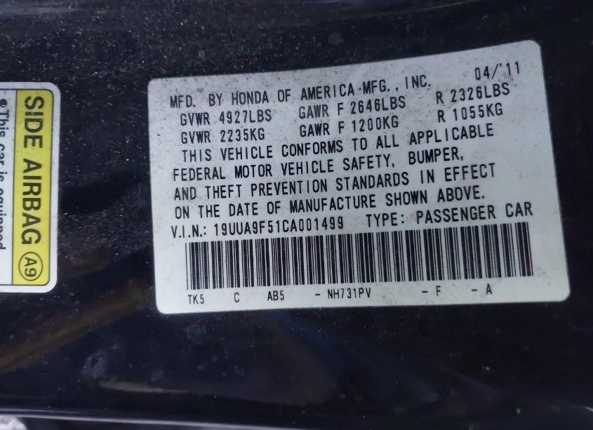 Photo 9 of 2012 Acura Tl 3.7 (VIN 19UUA9F51CA001499)