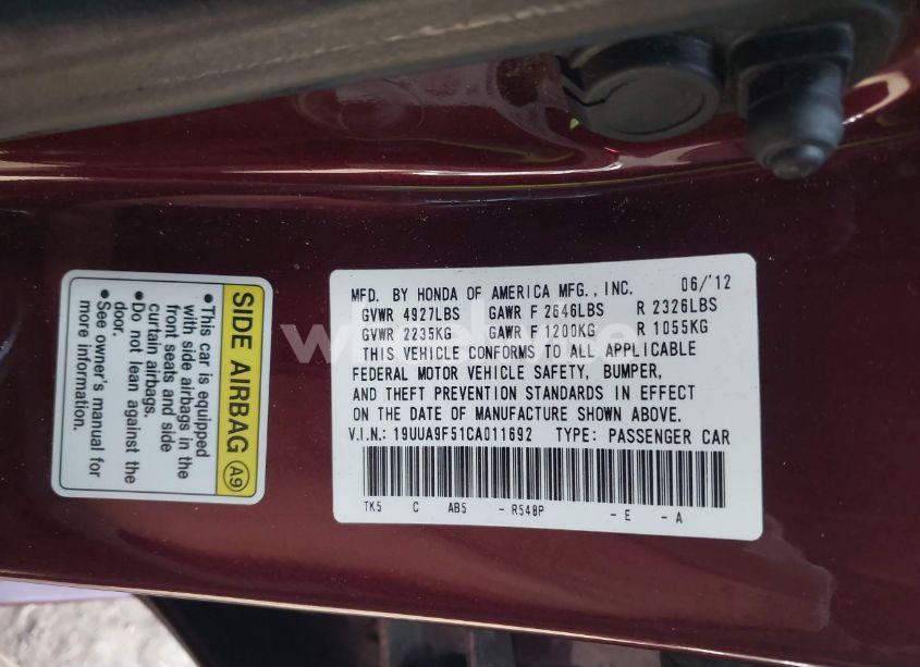Photo 9 of 2012 Acura Tl 3.7 (VIN 19UUA9F51CA011692)