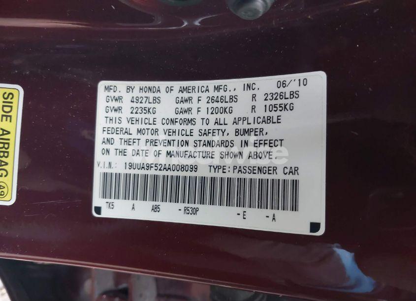 Photo 9 of 2010 Acura Tl 3.7 (VIN 19UUA9F52AA008099)