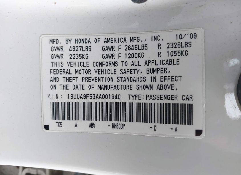 Photo 9 of 2010 Acura Tl 3.7 (VIN 19UUA9F53AA001940)