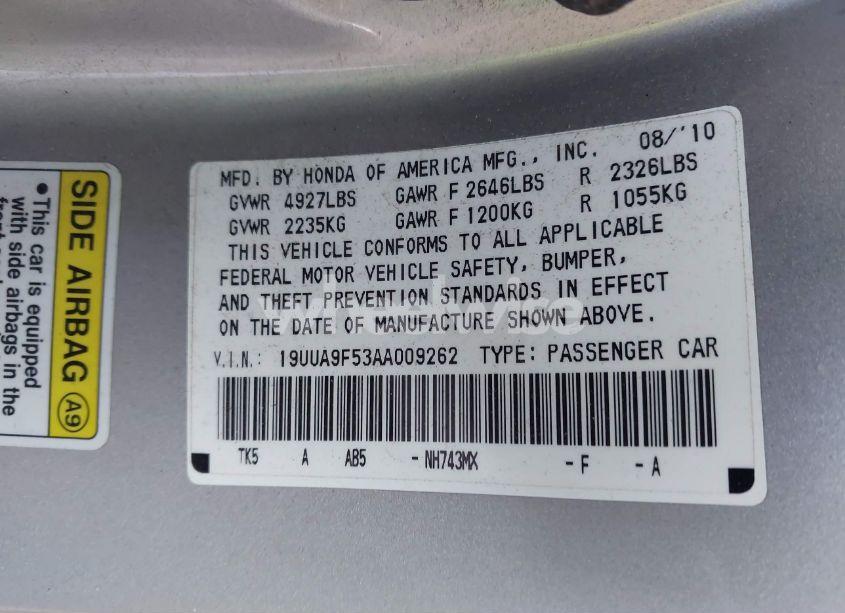 Photo 9 of 2010 Acura Tl 3.7 (VIN 19UUA9F53AA009262)