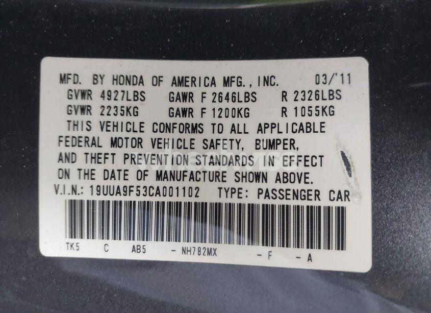 Photo 9 of 2012 Acura Tl 3.7 (VIN 19UUA9F53CA001102)