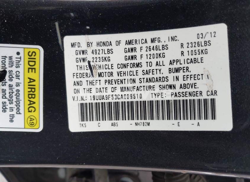 Photo 9 of 2012 Acura Tl 3.7 (VIN 19UUA9F53CA009510)