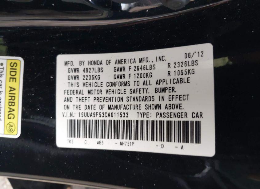 Photo 9 of 2012 Acura Tl 3.7 (VIN 19UUA9F53CA011533)