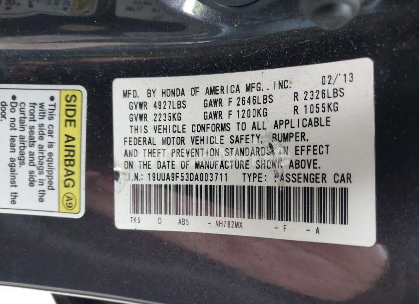 Photo 9 of 2013 Acura Tl 3.7 (VIN 19UUA9F53DA003711)