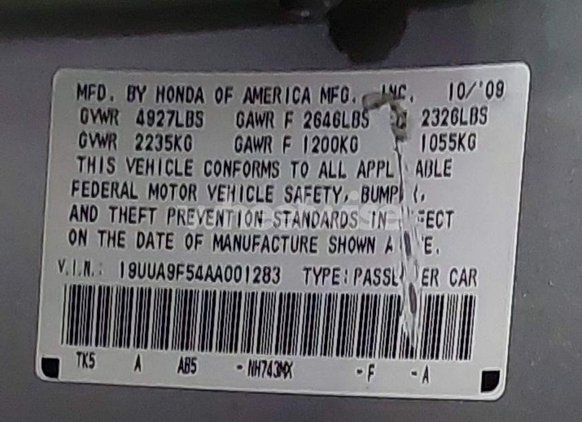 Photo 9 of 2010 Acura Tl 3.7 (VIN 19UUA9F54AA001283)