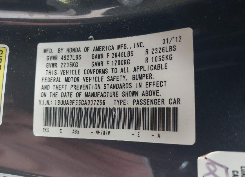 Photo 9 of 2012 Acura Tl 3.7 (VIN 19UUA9F55CA007256)