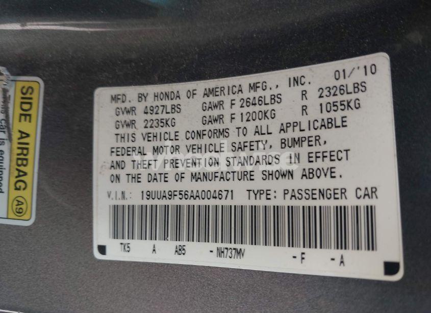 Photo 9 of 2010 Acura Tl 3.7 (VIN 19UUA9F56AA004671)