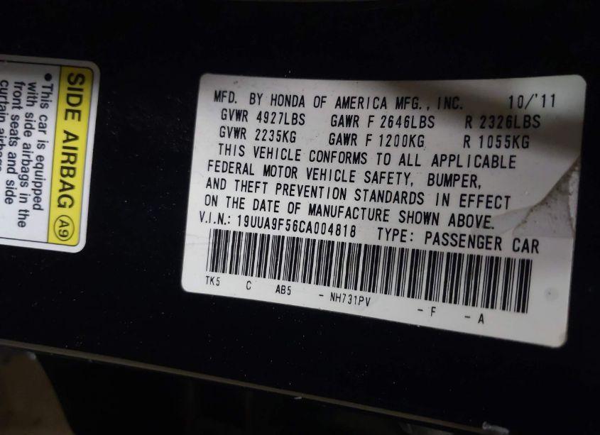 Photo 9 of 2012 Acura Tl 3.7 (VIN 19UUA9F56CA004818)