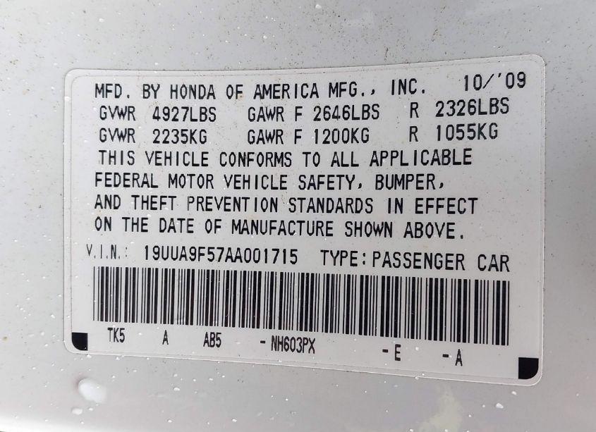 Photo 9 of 2010 Acura Tl 3.7 (VIN 19UUA9F57AA001715)
